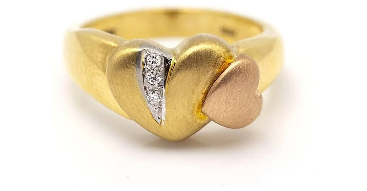 Autre Marque Anillo COR de Oro con Diamantes. Dorado 