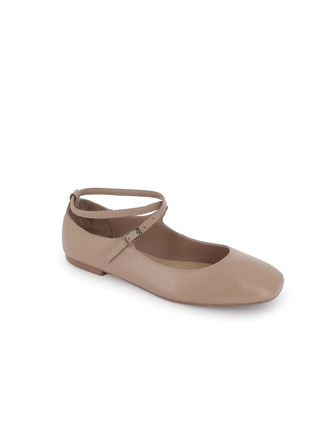 Bailarina plana piel crema correa cruzada con hebilla mujer TOP 3