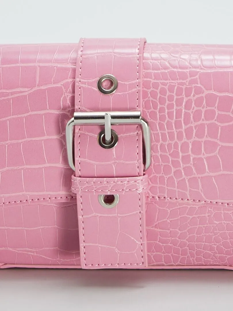 BOLSO DE EFECTO COCODRILO PARA LLEVAR AL HOMBRO  ROSA