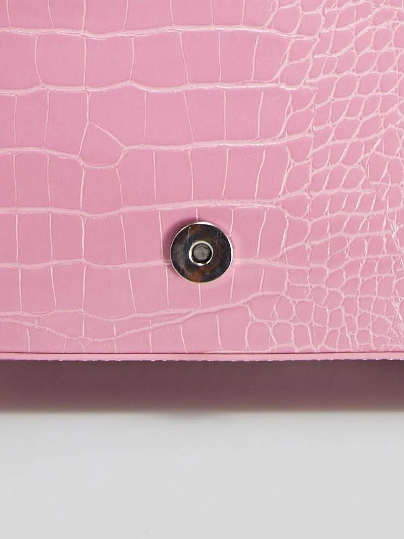BOLSO DE EFECTO COCODRILO PARA LLEVAR AL HOMBRO  ROSA