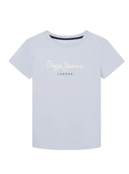 Camiseta Pepe Jeans New Art Blanco Y Azul Niño