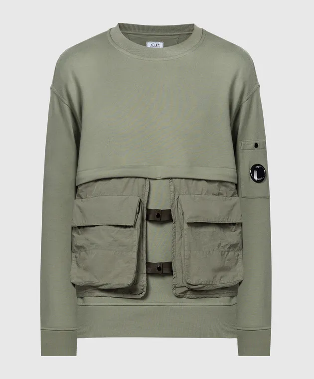 C.P. Company Khaki sweatshirt with double construction