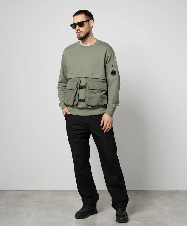 C.P. Company Khaki sweatshirt with double construction