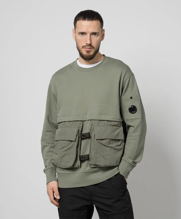 C.P. Company Khaki sweatshirt with double construction