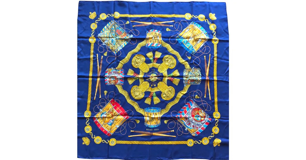 Hermès Bufandas Azul Dorado Azul marino 