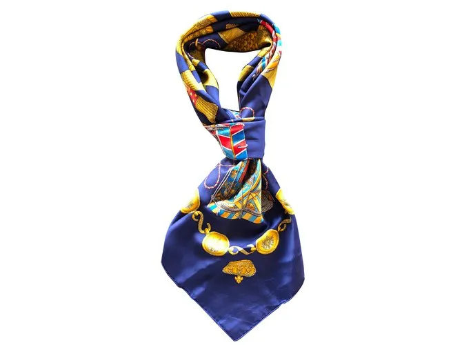 Hermès Bufandas Azul Dorado Azul marino 