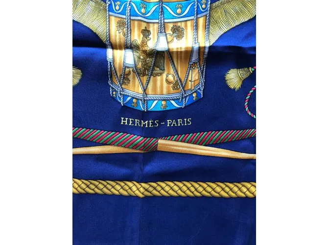 Hermès Bufandas Azul Dorado Azul marino 