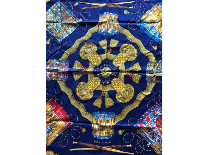Hermès Bufandas Azul Dorado Azul marino 