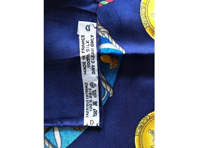 Hermès Bufandas Azul Dorado Azul marino 