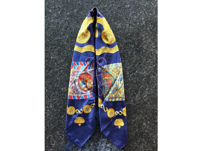 Hermès Bufandas Azul Dorado Azul marino 