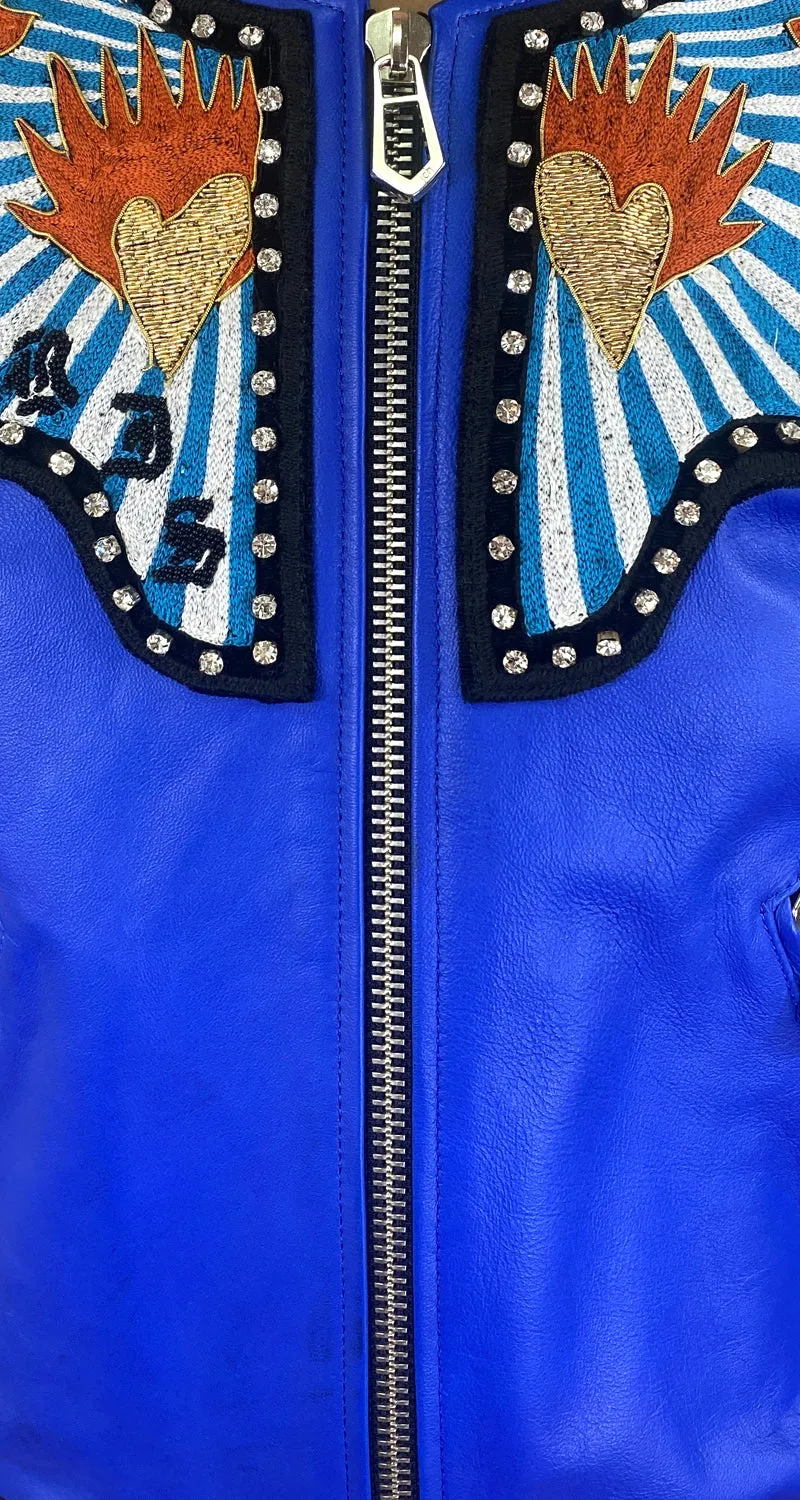 JAZMIN CHEBAR Chaqueta Cuero Azul