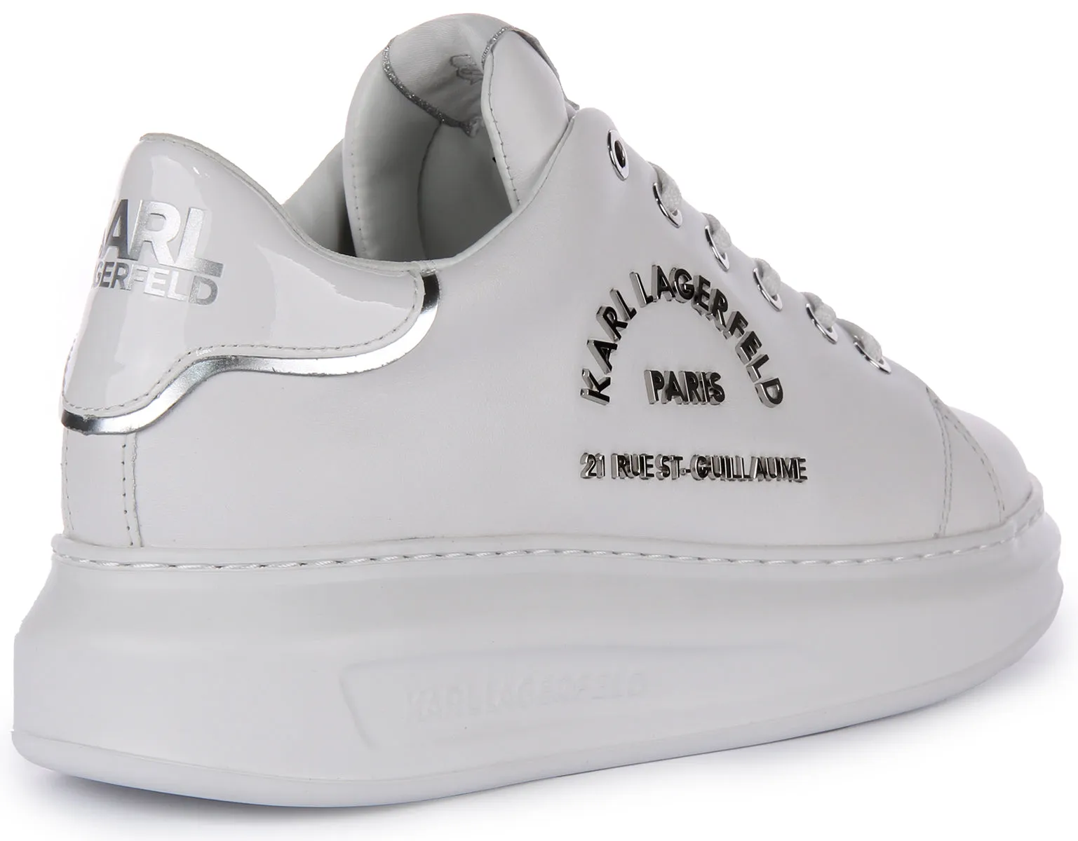 Karl Lagerfeld Maison Karl Zapatillas de Cuero para Mujer en Blanco y Oro