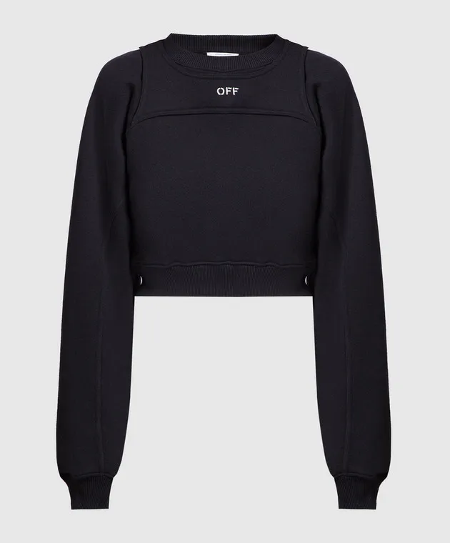 OFFWHITE BLACK SWEATSHIRT WITH LOGO EMBROIDERY