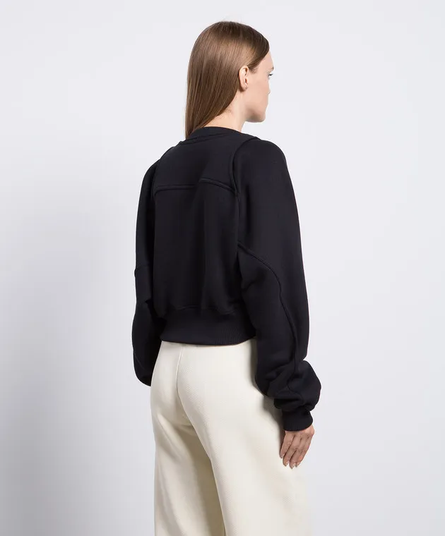 OFFWHITE BLACK SWEATSHIRT WITH LOGO EMBROIDERY