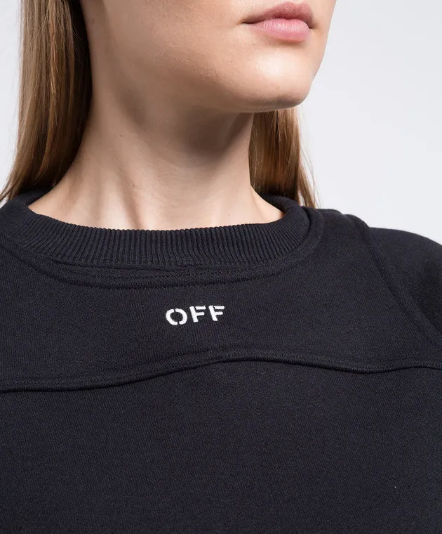 OFFWHITE BLACK SWEATSHIRT WITH LOGO EMBROIDERY