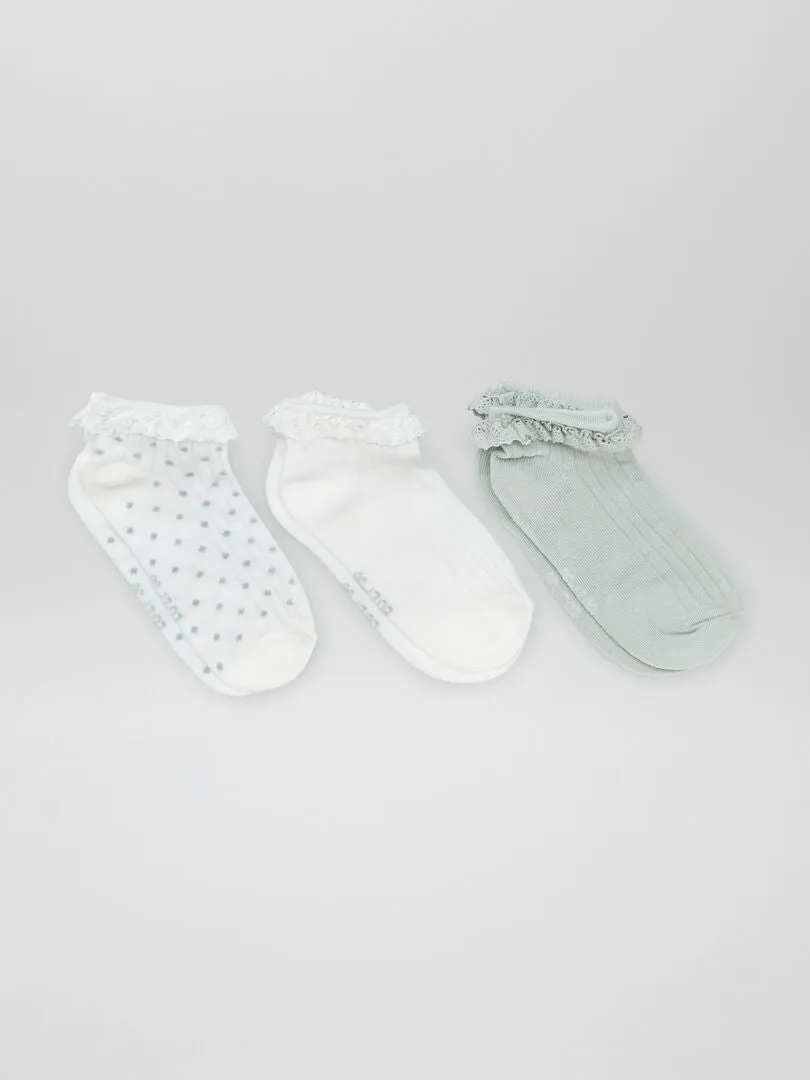 PACK DE 3 CALCETINES CON ENCAJE  VERDE