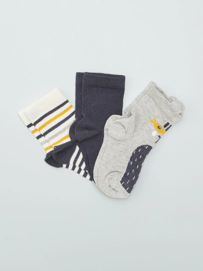 PACK DE 3 PARES CALCETINES FANTASíA  GRIS