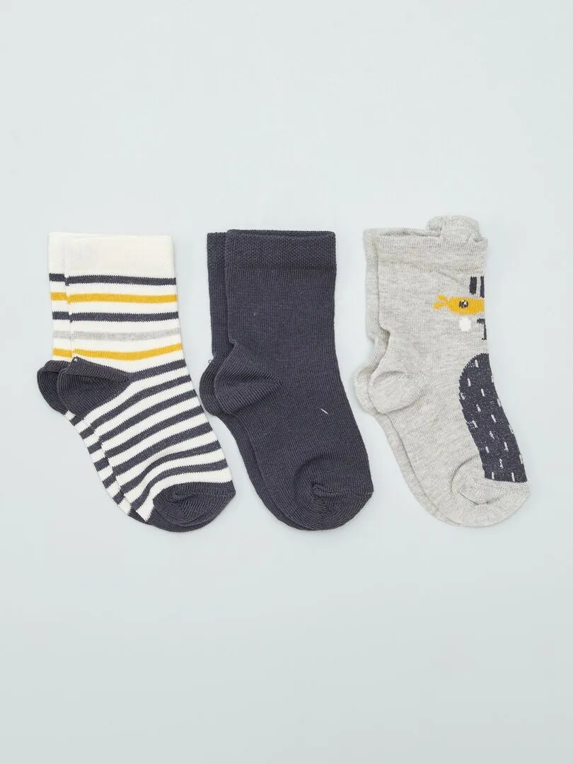 PACK DE 3 PARES CALCETINES FANTASíA  GRIS