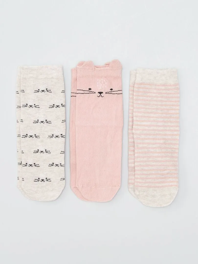 PACK DE 3 PARES DE CALCETINES ANTIDESLIZANTES  ROSA