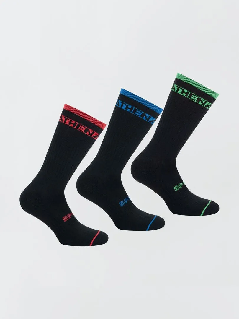 PACK DE 3 PARES DE CALCETINES DE LARGO MEDIO 'ATHENA'  NEGRO