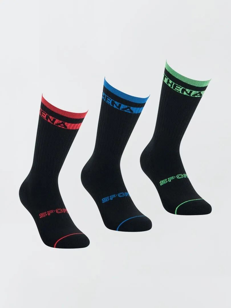 PACK DE 3 PARES DE CALCETINES DE LARGO MEDIO 'ATHENA'  NEGRO