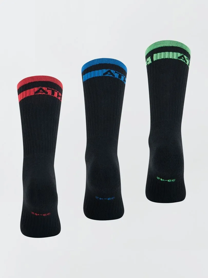 PACK DE 3 PARES DE CALCETINES DE LARGO MEDIO 'ATHENA'  NEGRO