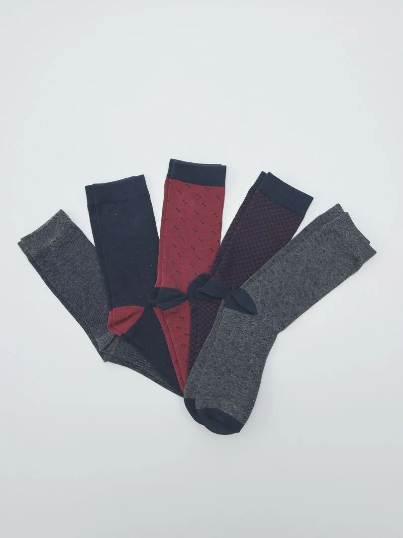 PACK DE 5 PARES CALCETINES FANTASíA  ROJO