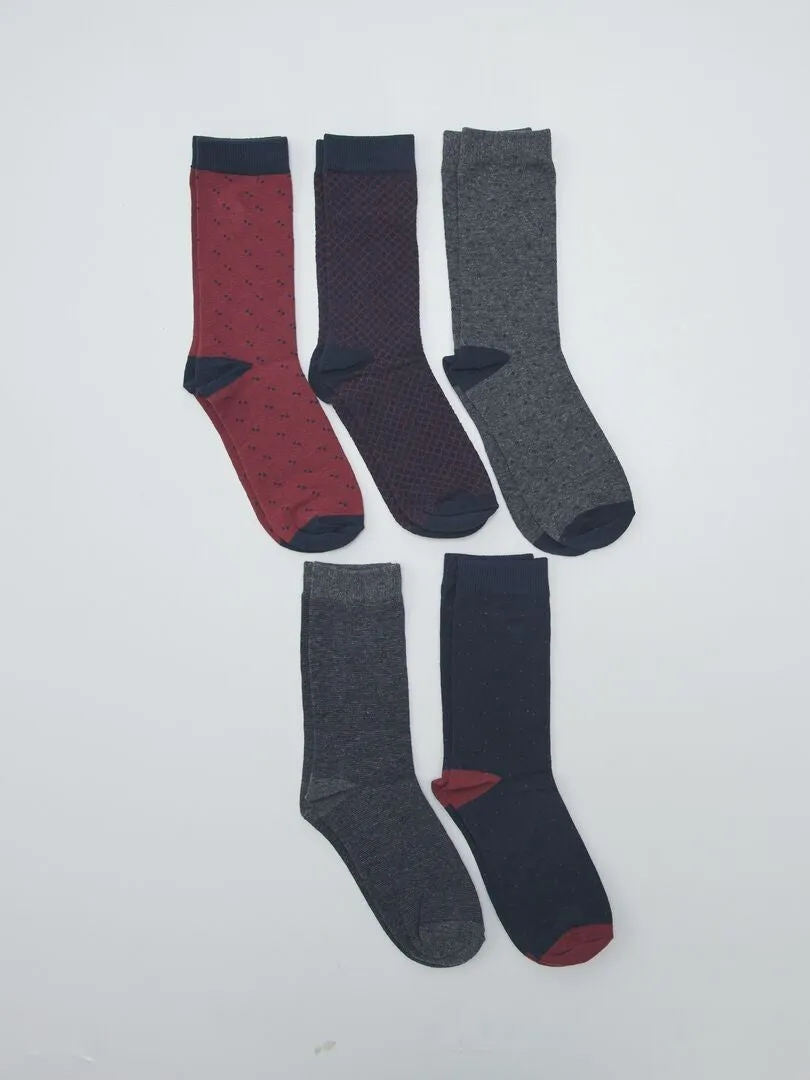 PACK DE 5 PARES CALCETINES FANTASíA  ROJO