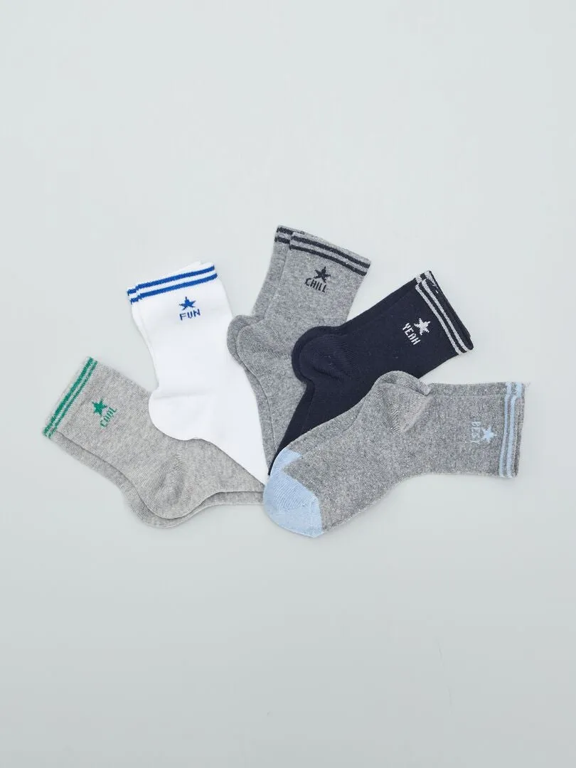 PACK DE 5 PARES DE CALCETINES A CONTRASTE  GRIS