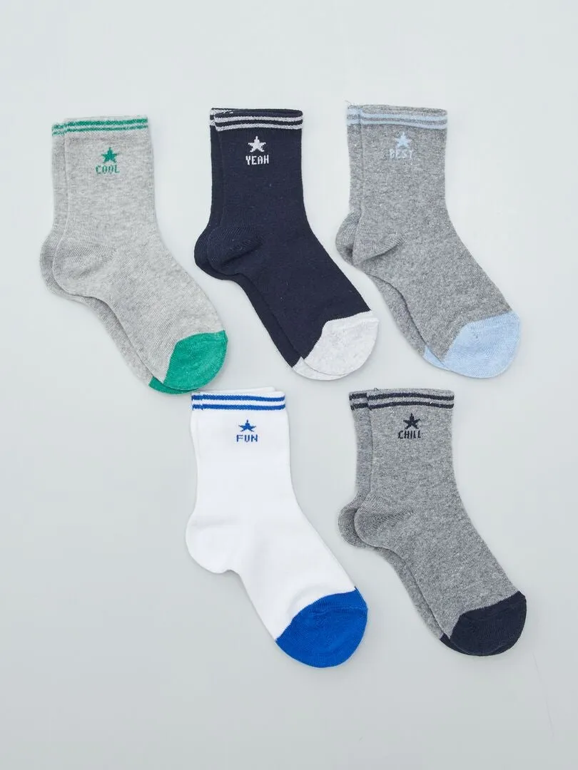 PACK DE 5 PARES DE CALCETINES A CONTRASTE  GRIS