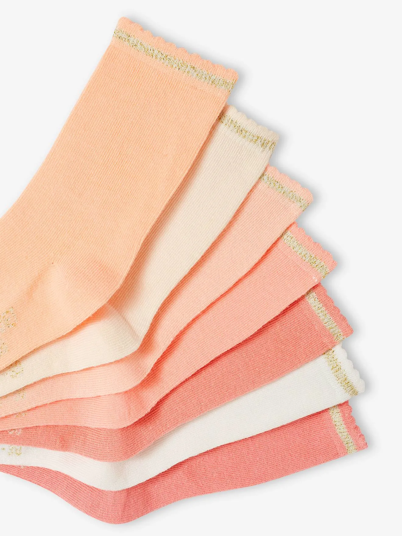 Pack de 7 pares de calcetines medianos de lúrex, para niña