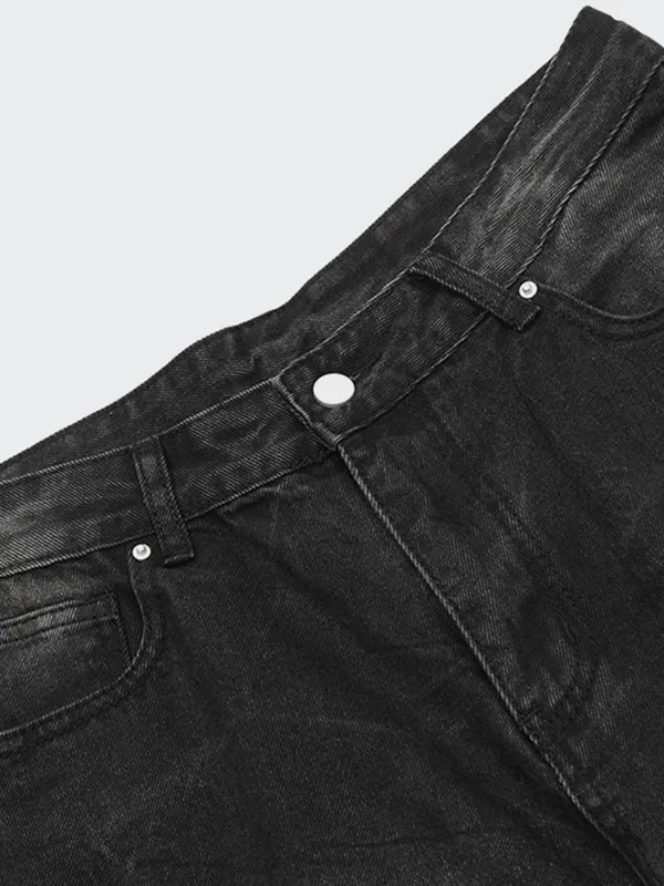 Pantalones cortos de mezclilla de tres puntos estilo americano lavados en blanco pulido