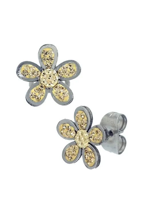 PENDIENTES DE ACERO FLOR CRISTALES CHECOS 094_51195PPRCH