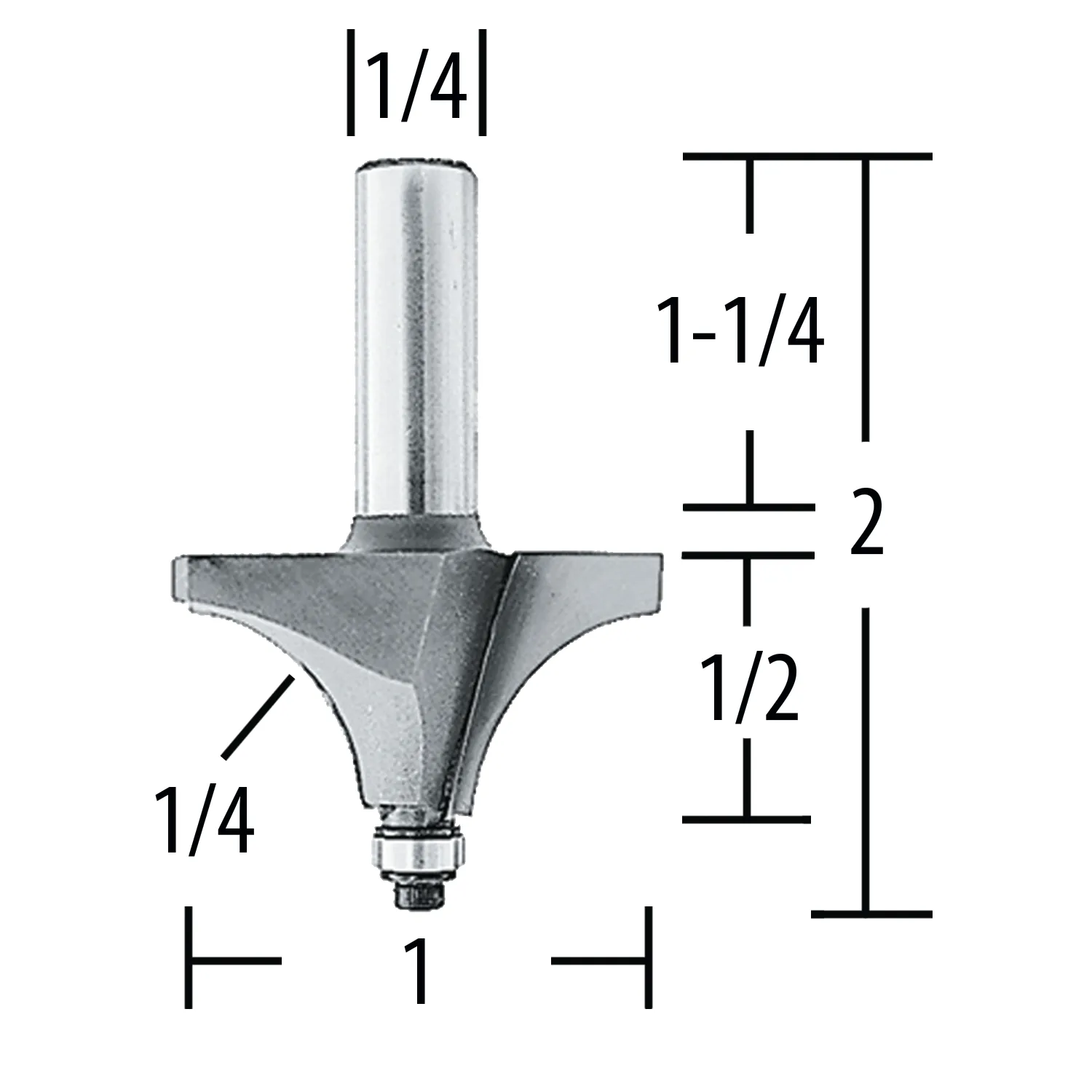 Router Bit 1/4" Bead, 2 Flute, 1/4" SH, C.T.