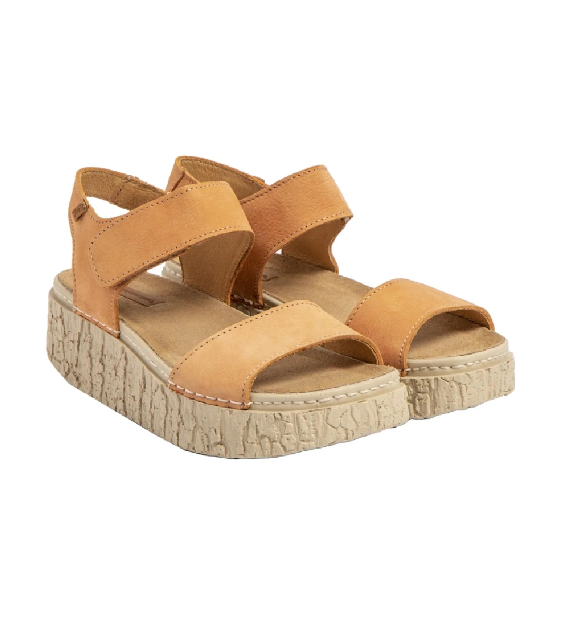 SANDALIAS DE PIEL N5970 SHINRIN AMARILLO ALTURA CUñA 5CM