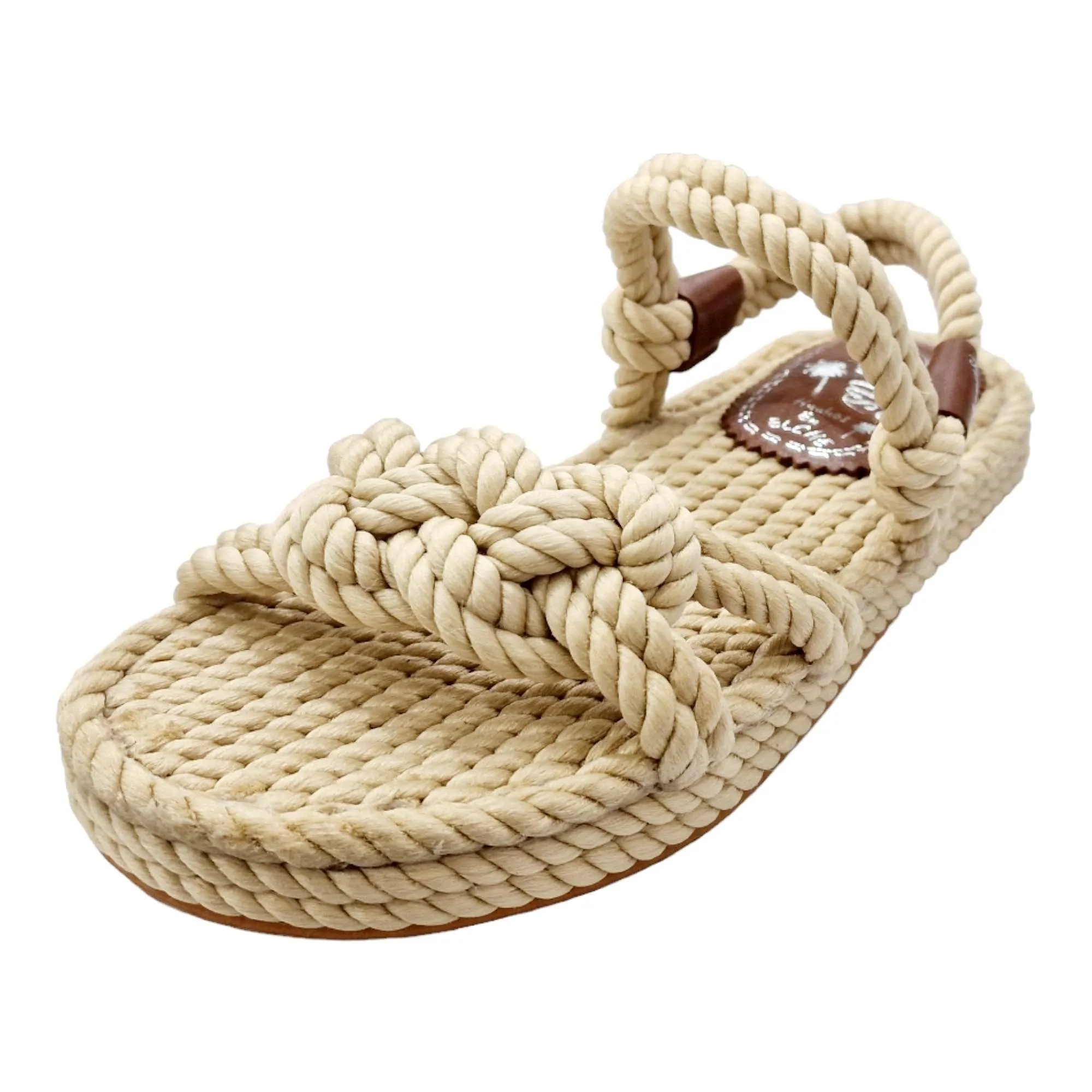 SANDALIAS MUJER CUERDAS ADORNO BROCHE NATURAL