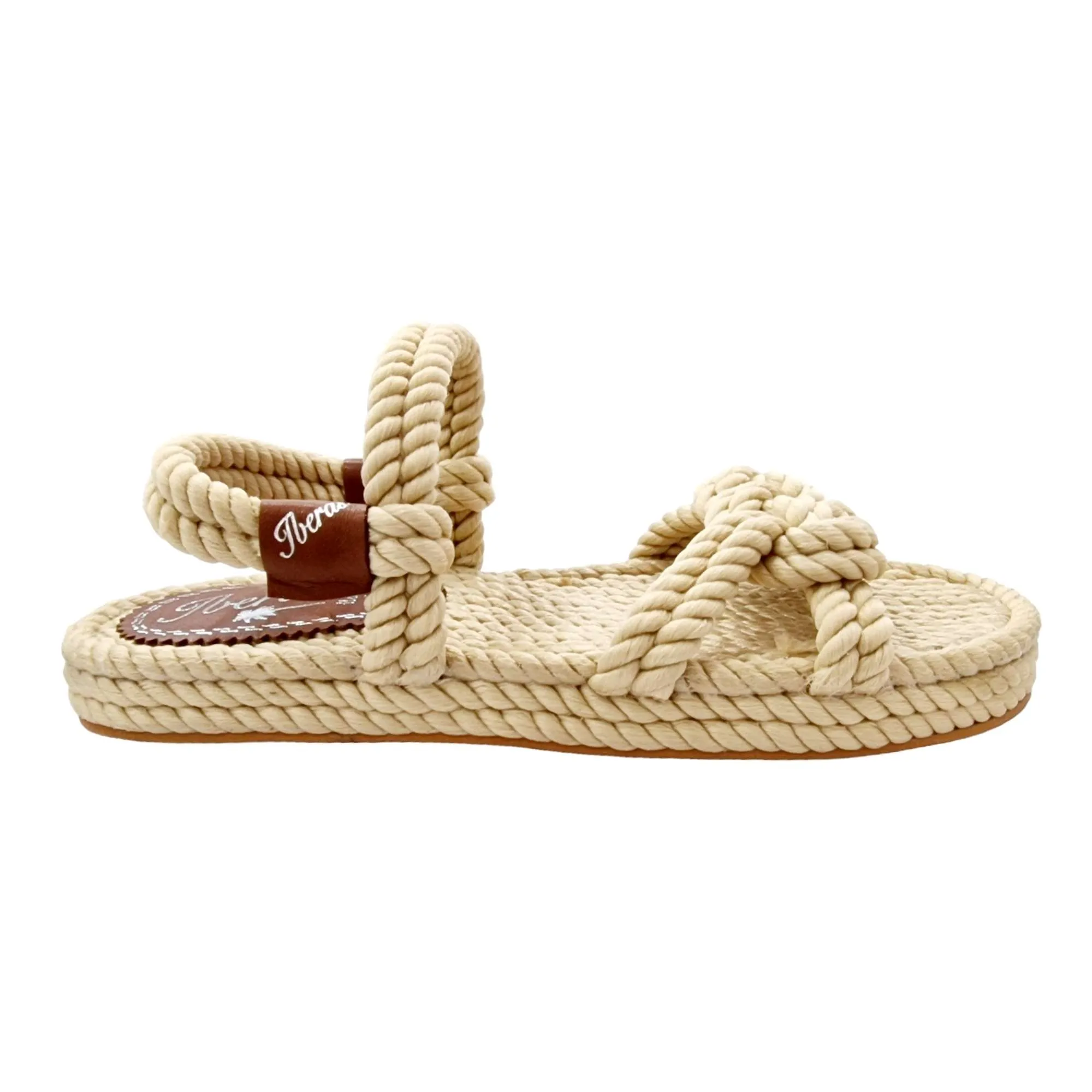 SANDALIAS MUJER CUERDAS ADORNO BROCHE NATURAL