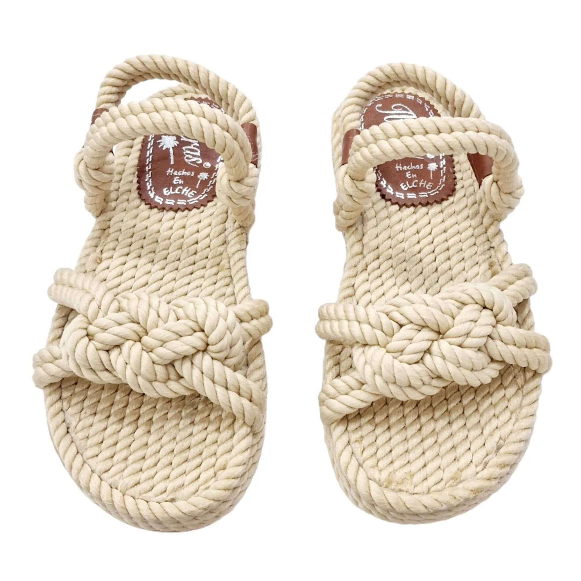 SANDALIAS MUJER CUERDAS ADORNO BROCHE NATURAL