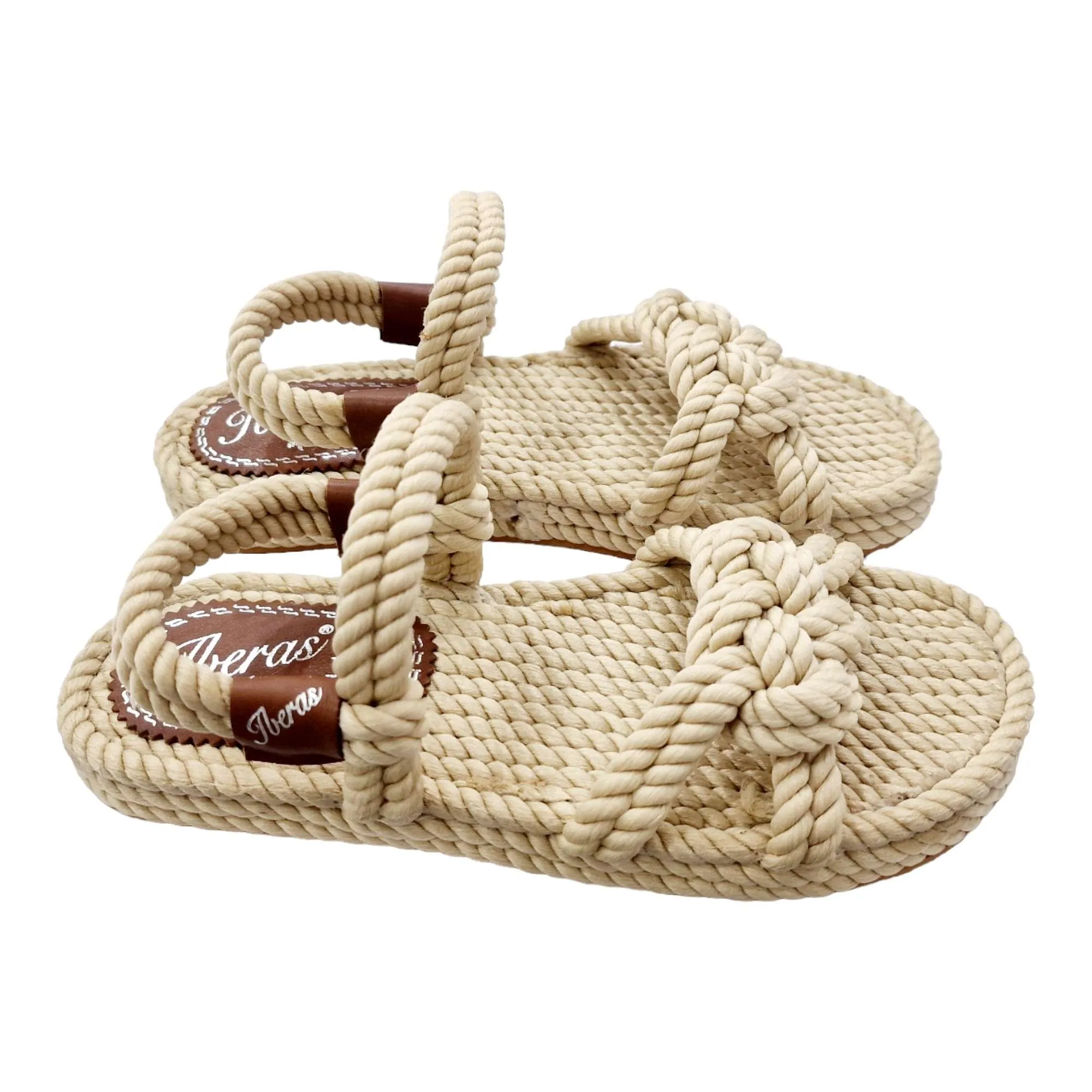 SANDALIAS MUJER CUERDAS ADORNO BROCHE NATURAL