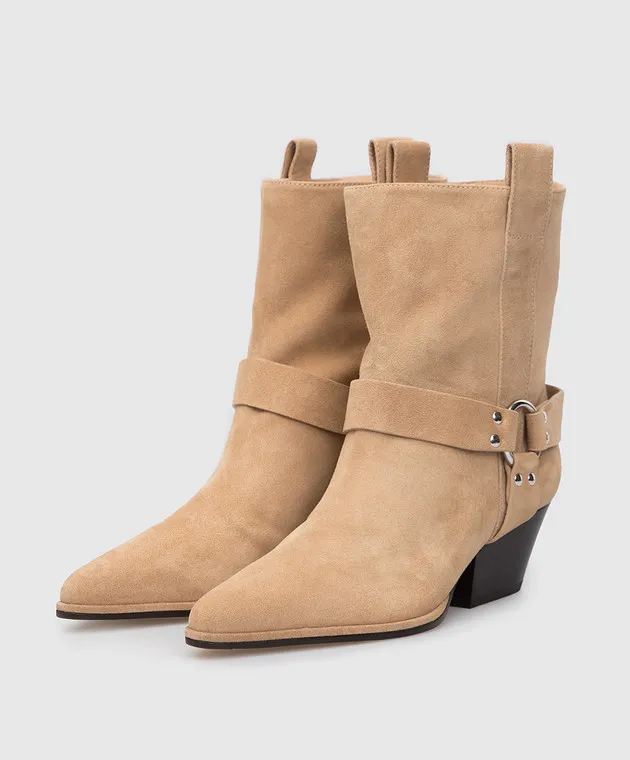 Sergio Rossi Janye Beige Suede Cossacks