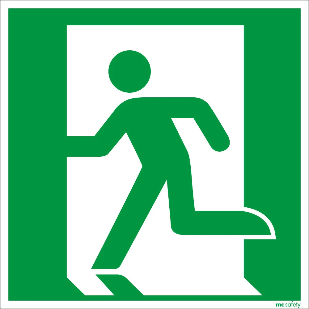 Señal «Vía de evacuación a la izquierda», ISO 7010, aluminio 200 mm x 200 mm, pack = 10 uds.