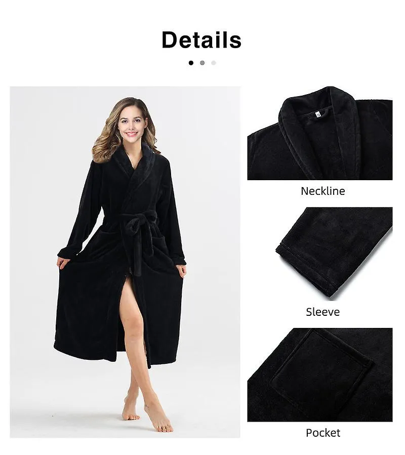 Thicken Warm Flannel Robe Winter Long Sleeve Plush Bathrobe Sexy Hooded Women Fleece Nightgown