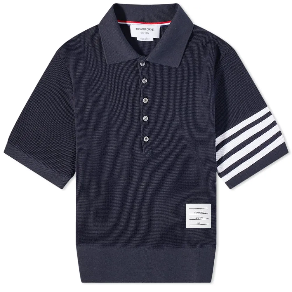 Thom Browne 4 Bar Striped Waffle Polo Shirt
