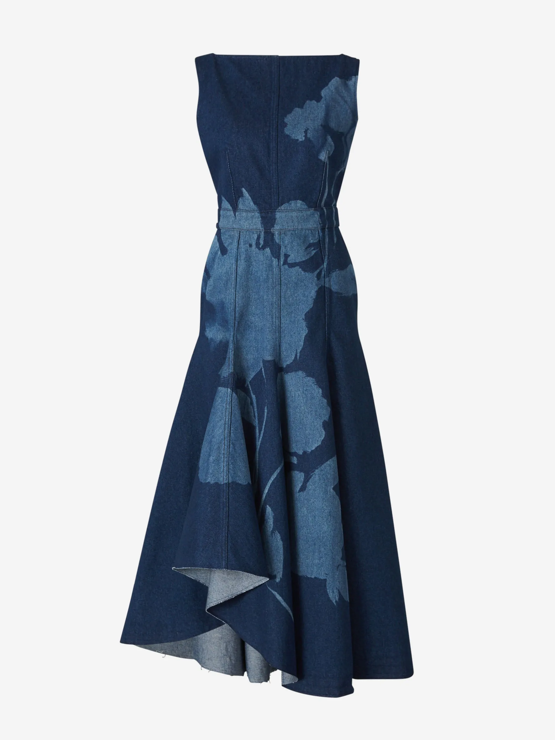 Vestido Midi Denim Flor