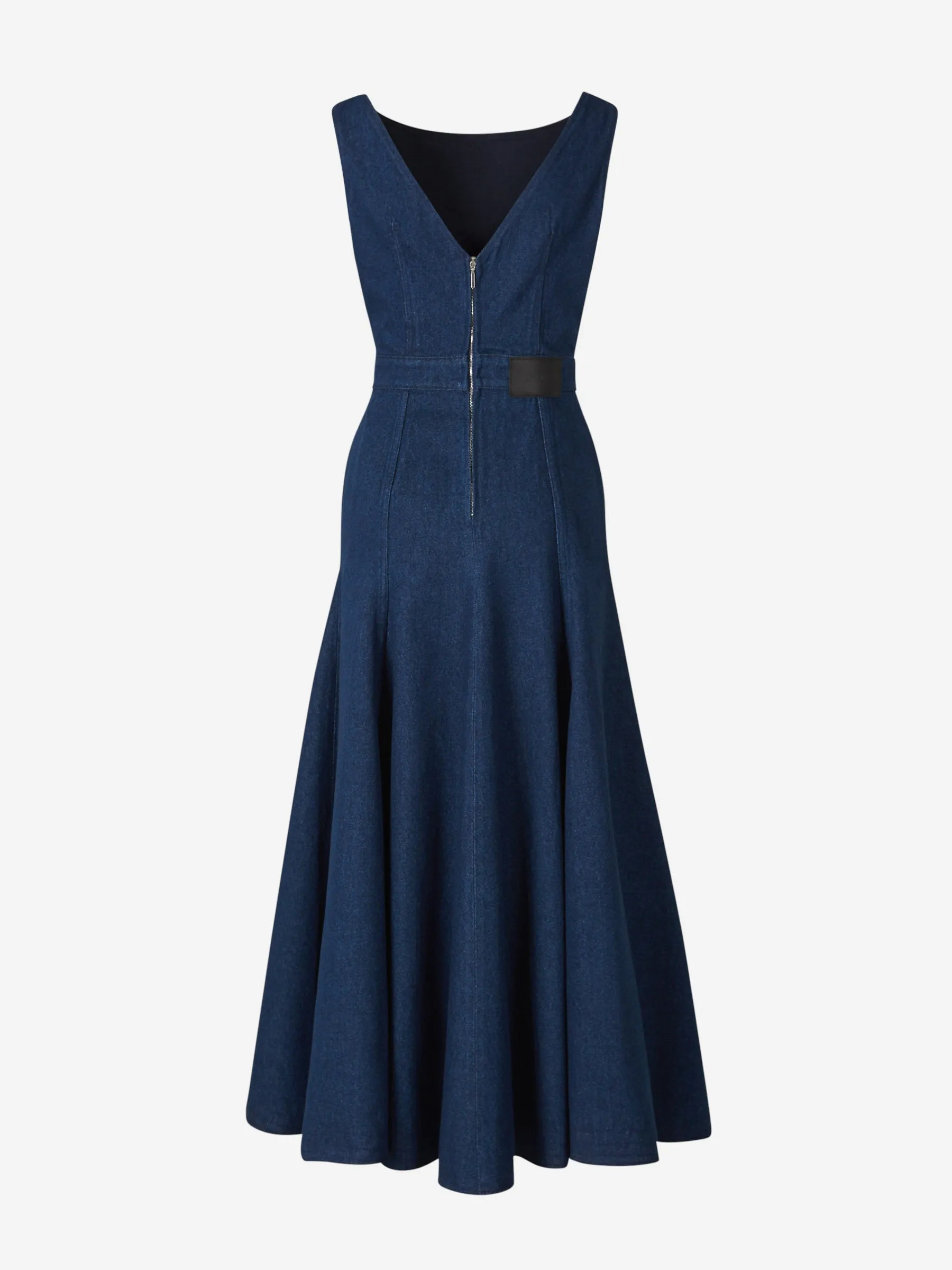Vestido Midi Denim Flor