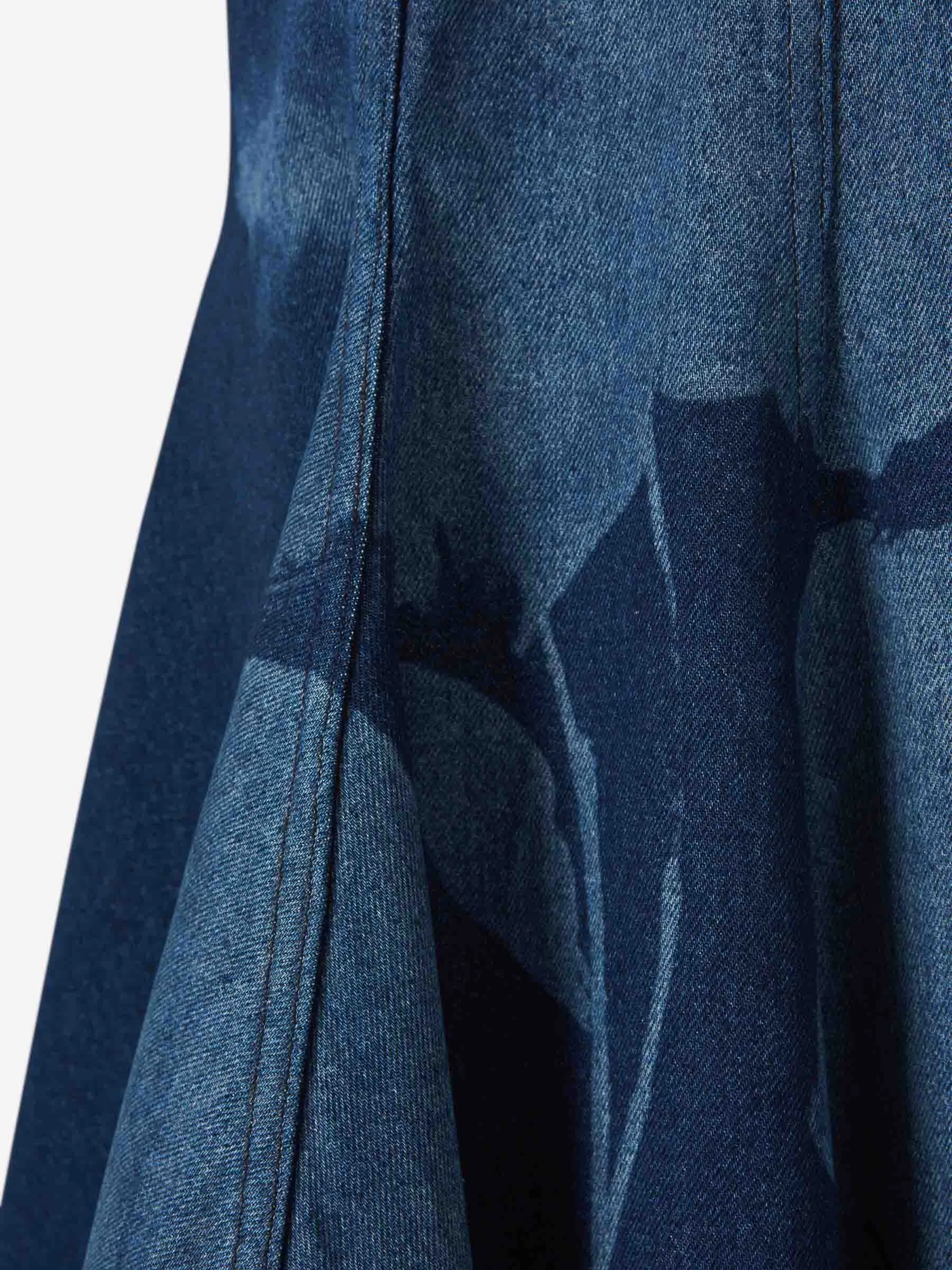 Vestido Midi Denim Flor