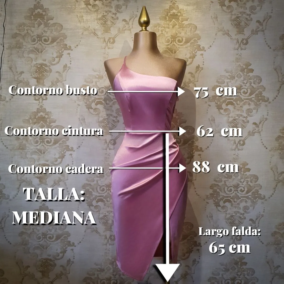 Vestido Rosa Corto Satinado Sin Espalda